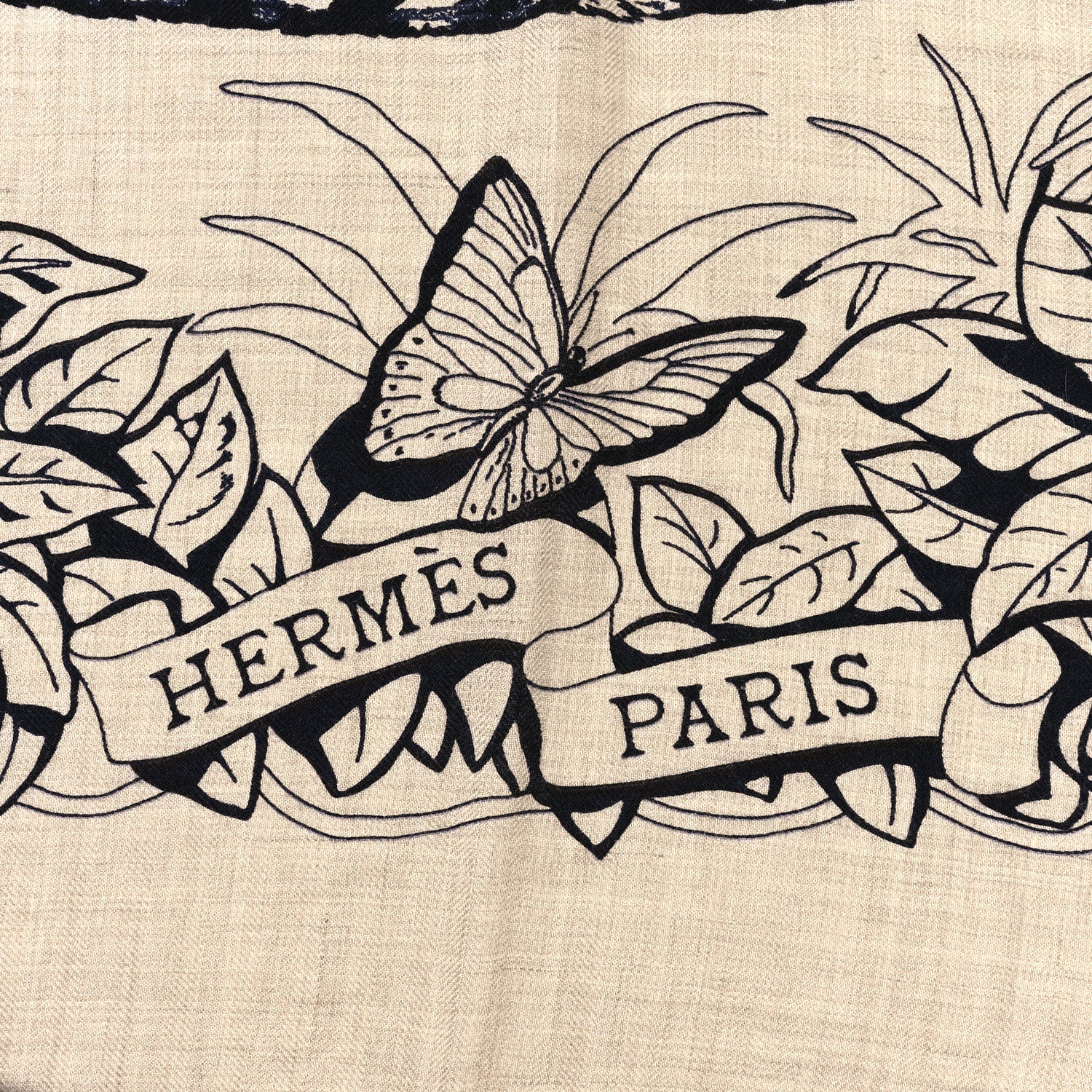 Hermes Cashmere Silk Jungle Love Tattoo Shawl 140 Natural Bleu Black 2 of 4