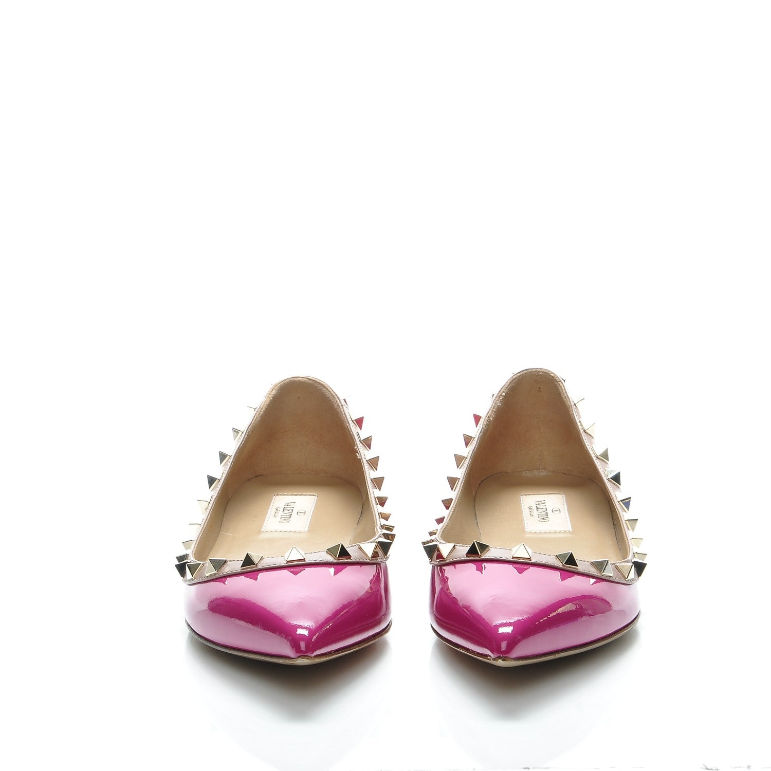 Valentino Garavani Patent Nappa Rockstud Ballerina Flats 38.5 Fuxia Poudre 2 of 8