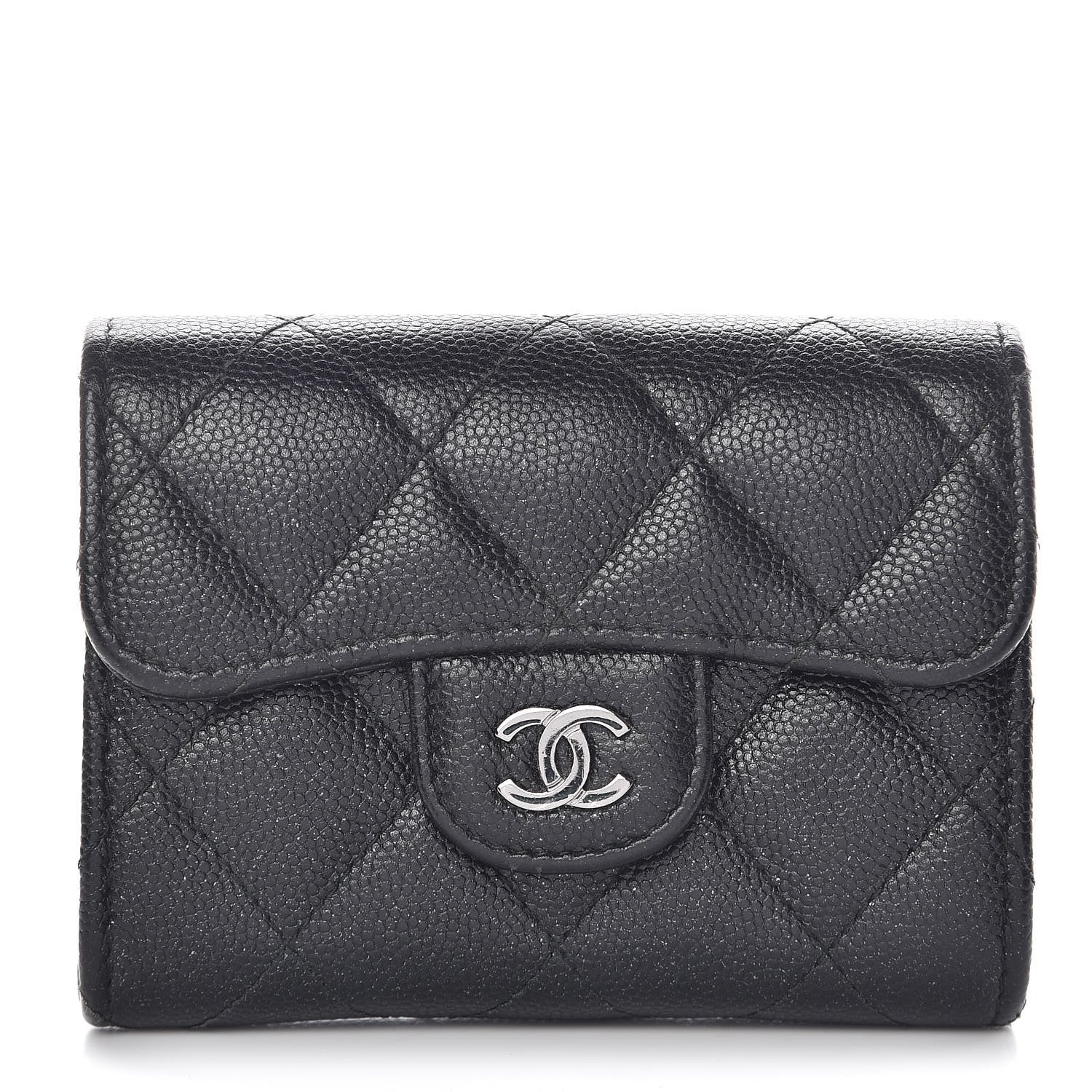 Chanel Caviar Quilted Flap Card Holder Wallet Black 1 of 12