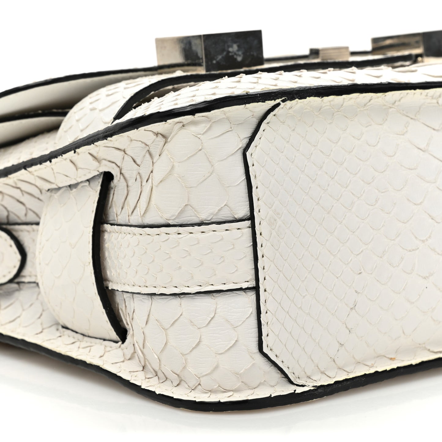 Snakeskin PS11 Mini Classic Shoulder Bag White