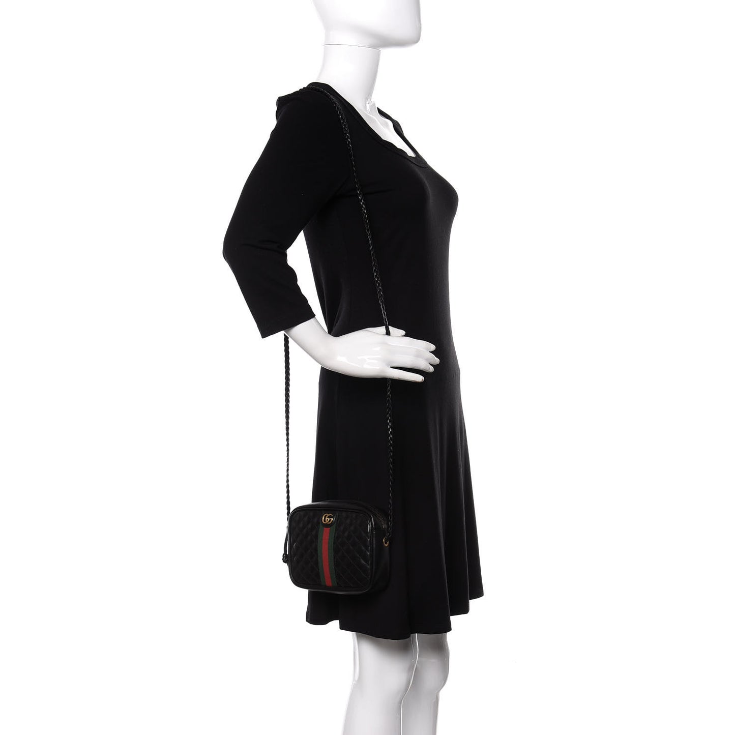Calfskin Trapuntata Web Mini GG Shoulder Bag Black