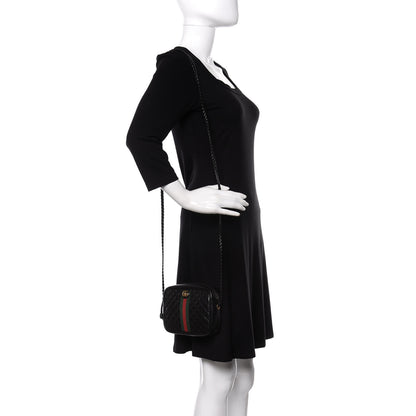 Gucci Calfskin Trapuntata Web Mini GG Shoulder Bag Black 2 of 10