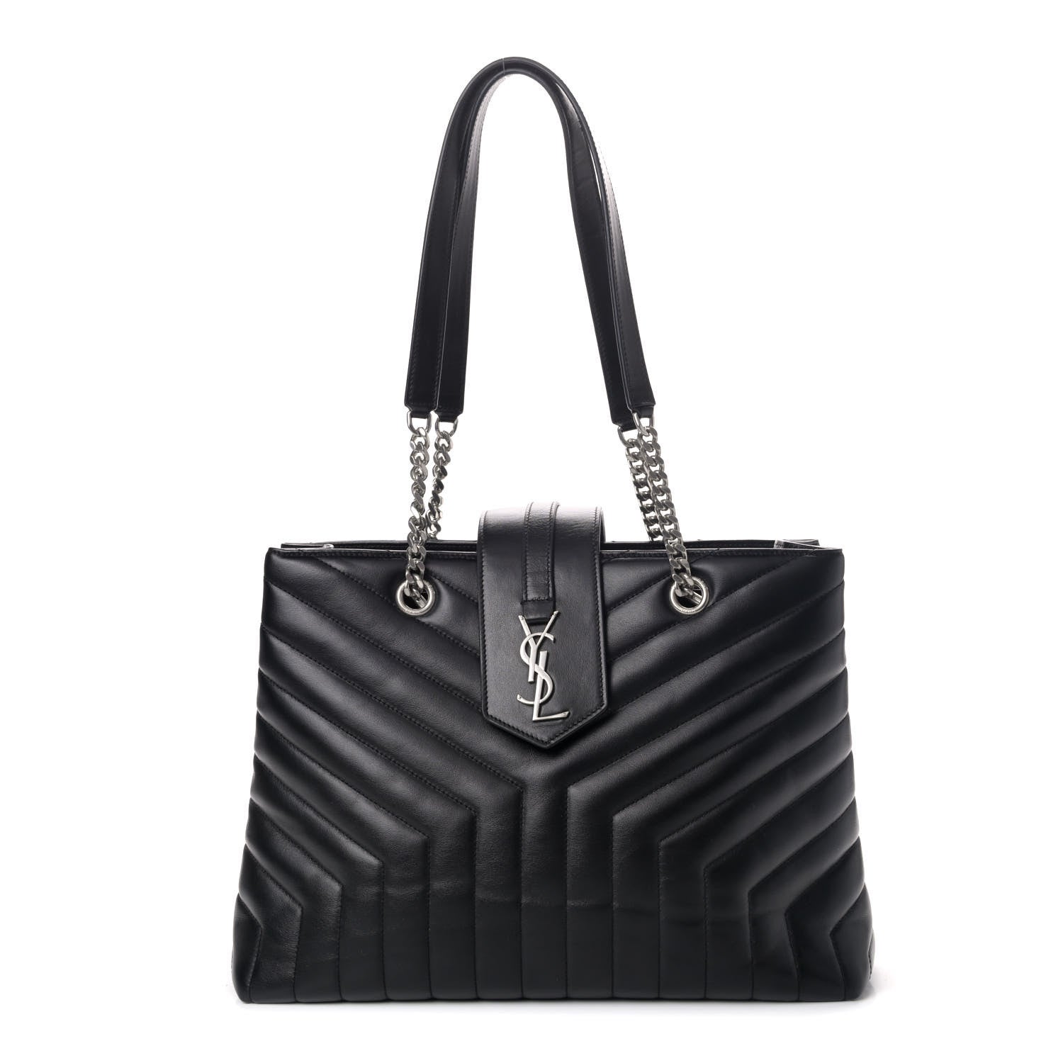Saint Laurent Calfskin Y Quilted Monogram Large Loulou Shopper Black 1 of 4