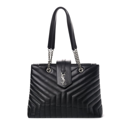 Saint Laurent Calfskin Y Quilted Monogram Large Loulou Shopper Black 1 of 4