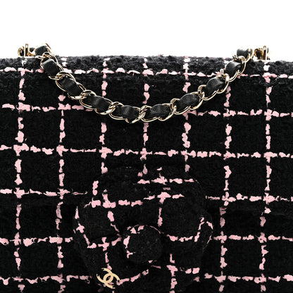 Chanel Tweed Quilted Small Camellia Flap Black Pink 8 of 10