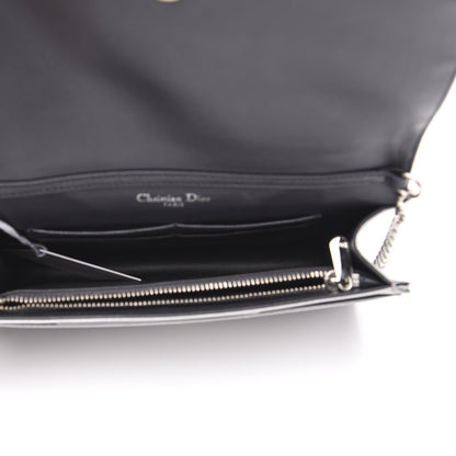 Christian Dior Metallic Patent Micro-Cannage Diorama Wallet on Chain Pouch Silver 5 of 9