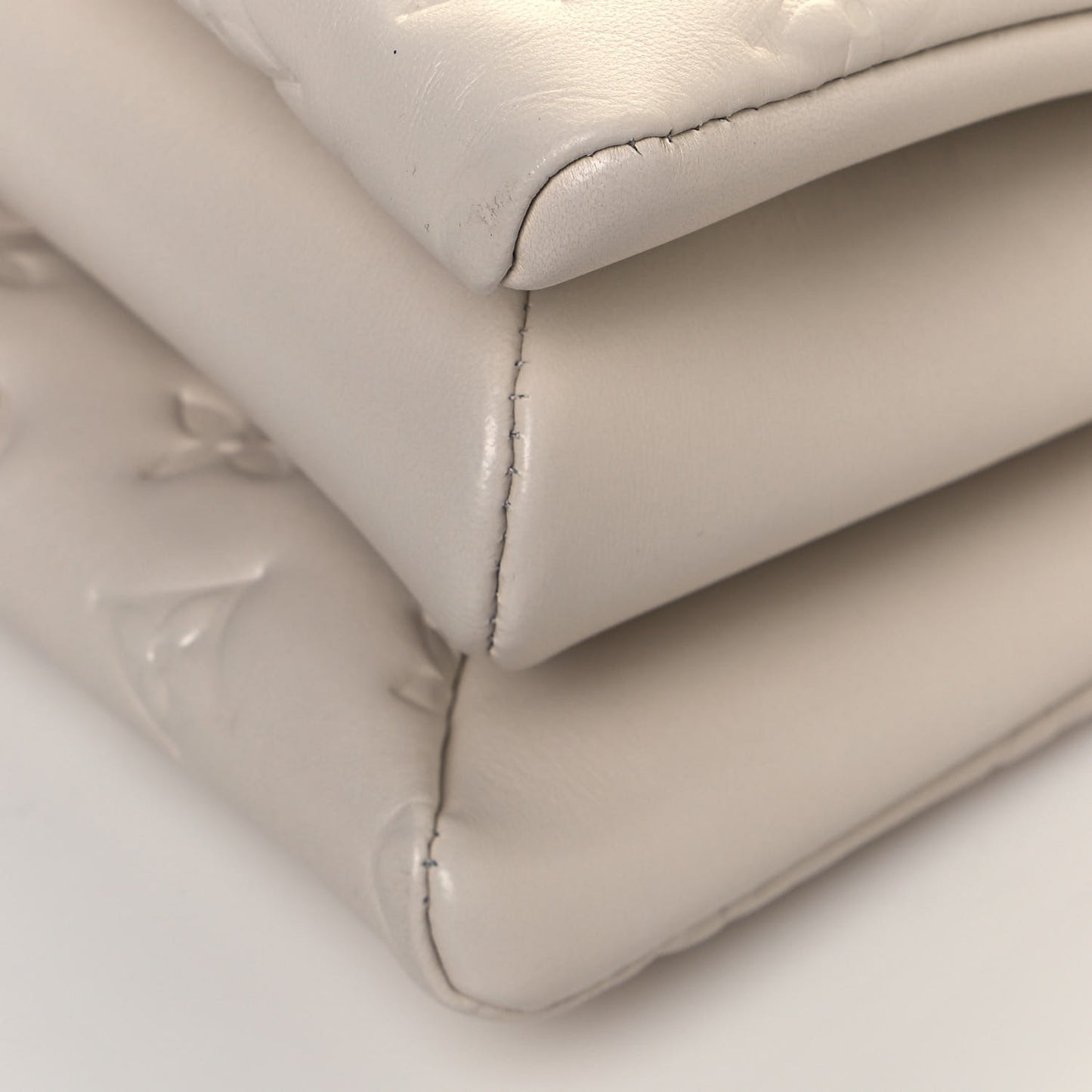 Lambskin Embossed Monogram Coussin PM Cream
