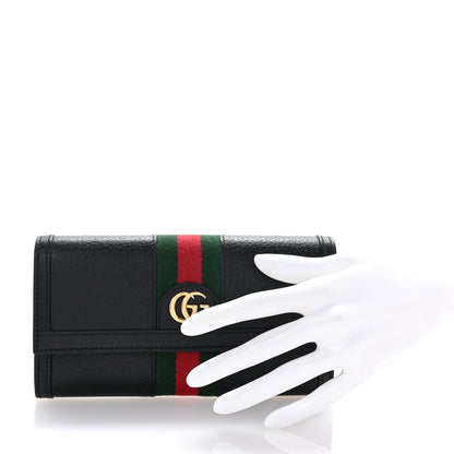 Gucci Calfskin Web Ophidia Continental Wallet Black 2 of 6