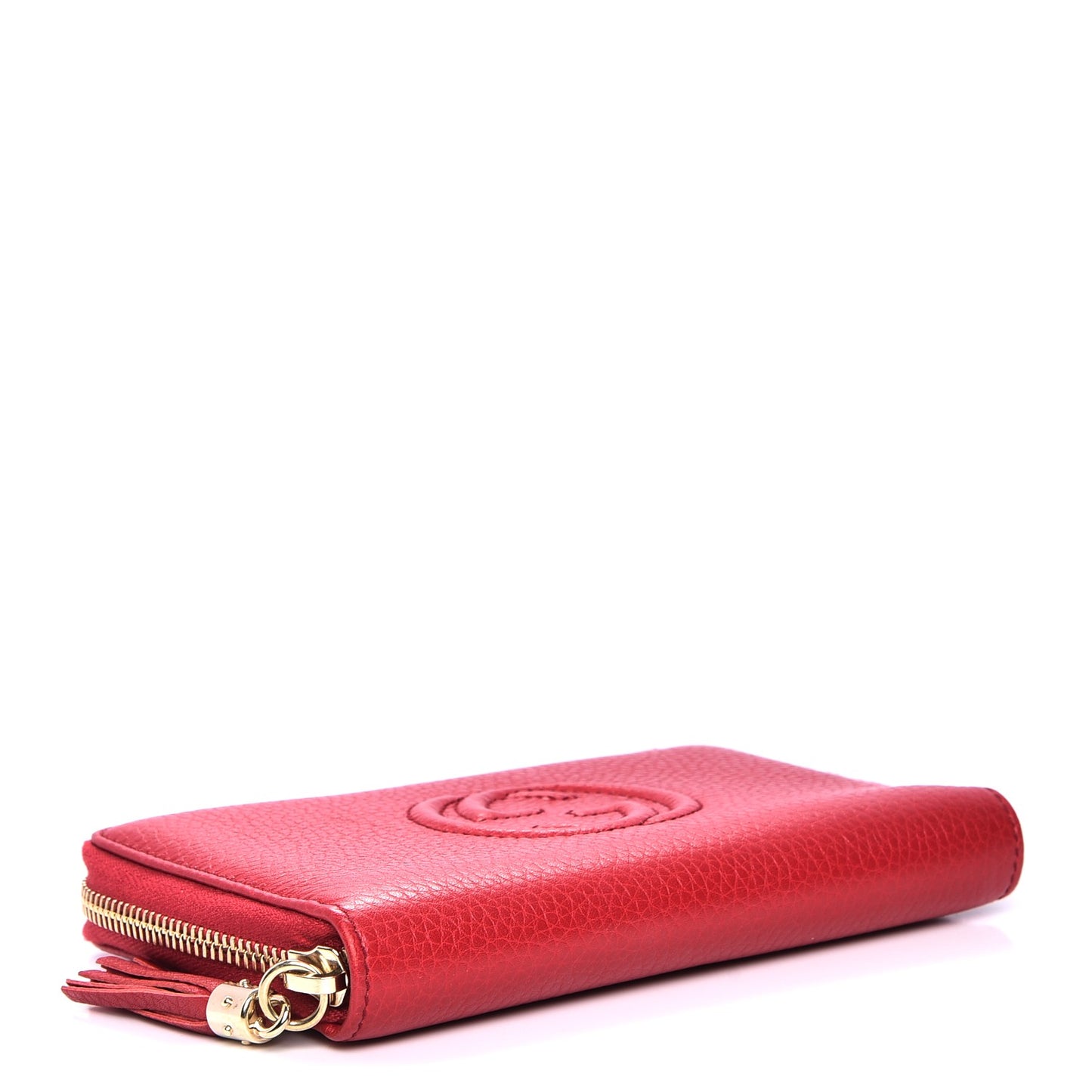 Pebbled Calfskin Medium Soho Zip Around Wallet Red