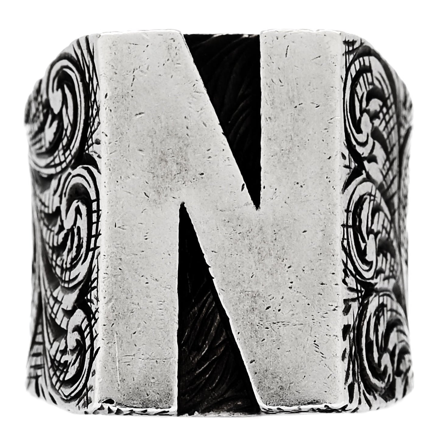 Sterling Silver Letter N Ring 57 8
