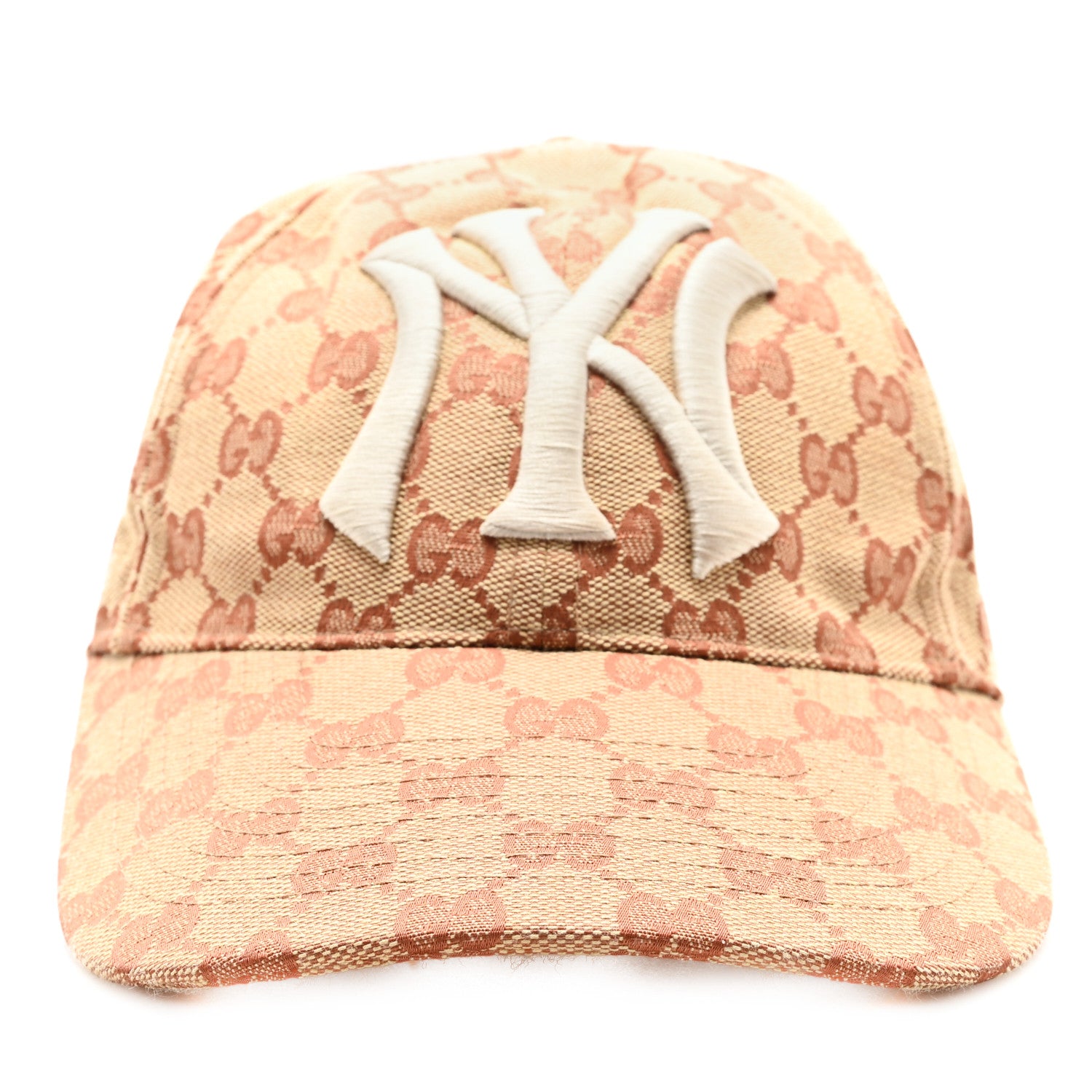 Gucci X MLB Monogram NY Yankees Baseball Hat 57-61 Beige Ruggine 3 of 11