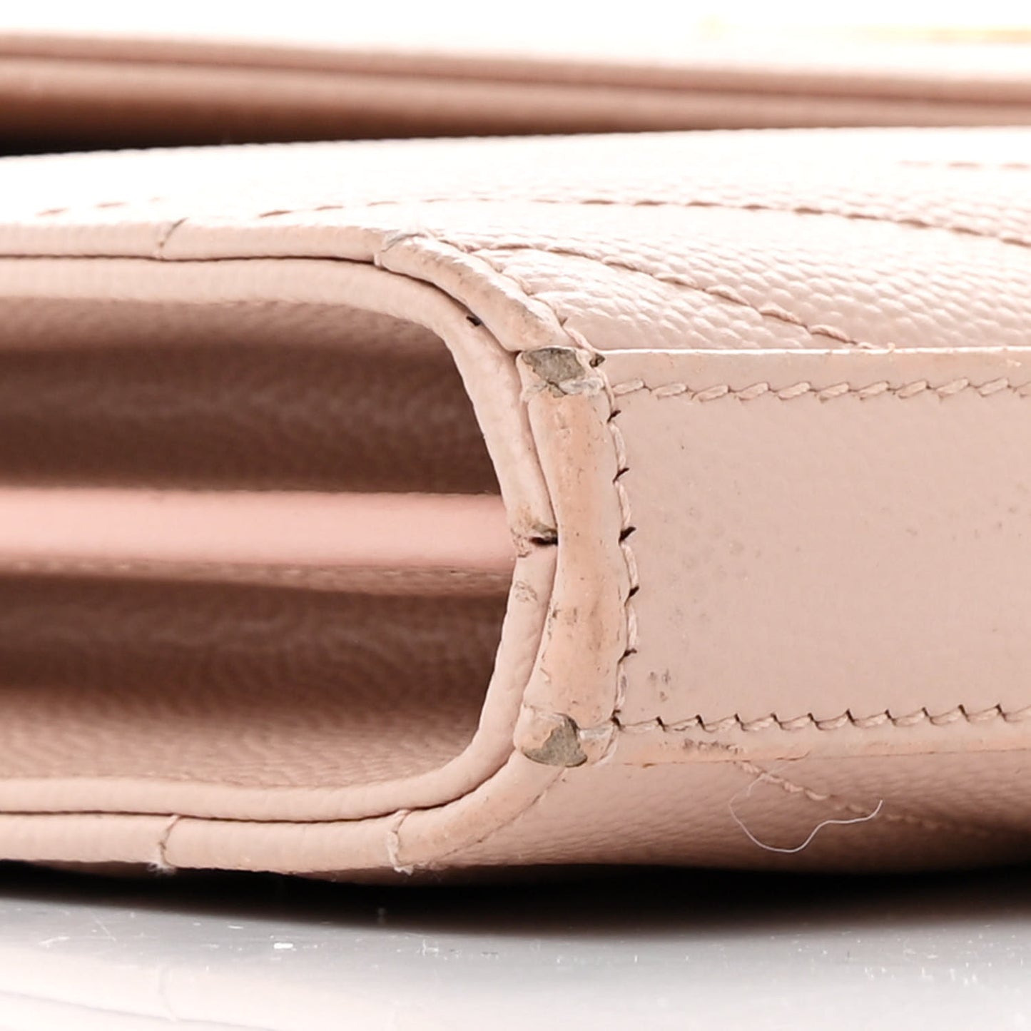 Grain De Poudre Matelasse Chevron Monogram Chain Wallet Pale Pink