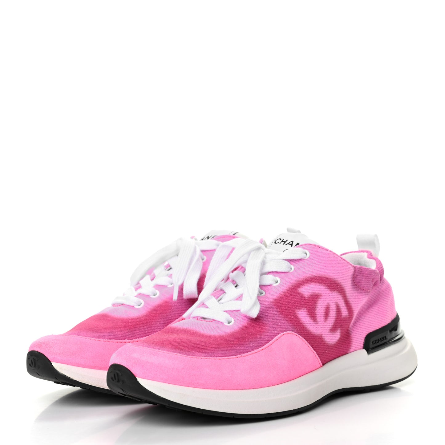 Denim Suede Calfskin Womens CC Sneakers 37 Pink
