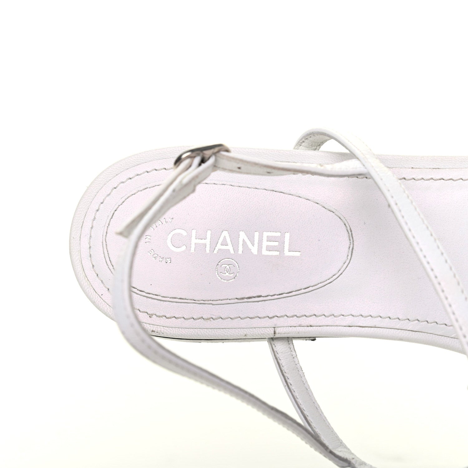 Chanel CC Logo Thong Sandals 40 White 7 of 12