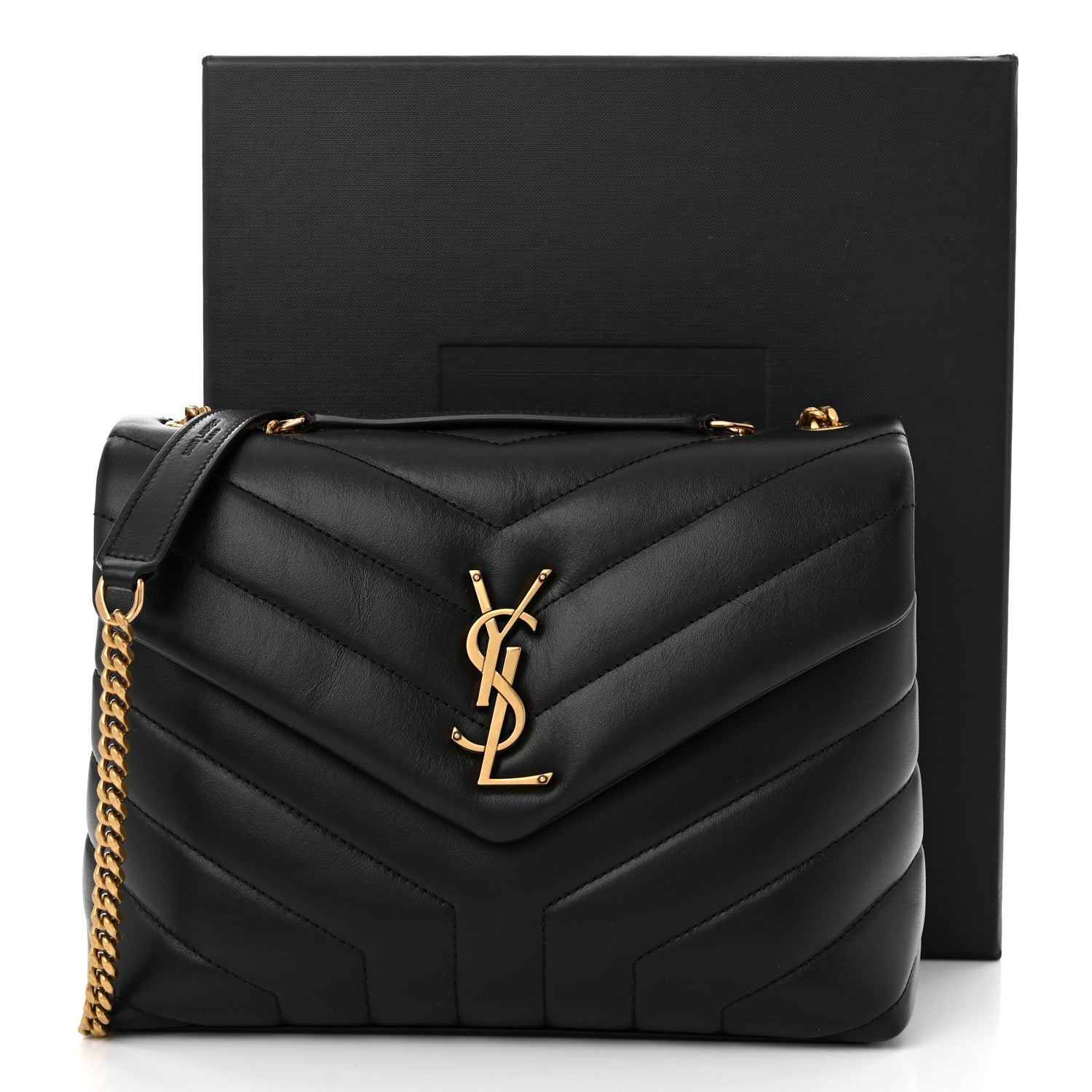 Saint Laurent Calfskin Y Quilted Monogram Small Loulou Chain Satchel Black 11 of 11