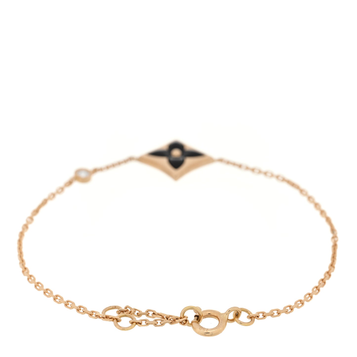 18K Yellow Gold Diamond Black Onyx Color Blossom BB Star Bracelet