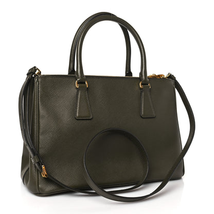 Prada Saffiano Small Galleria Double Zip Tote Militare 3 of 11