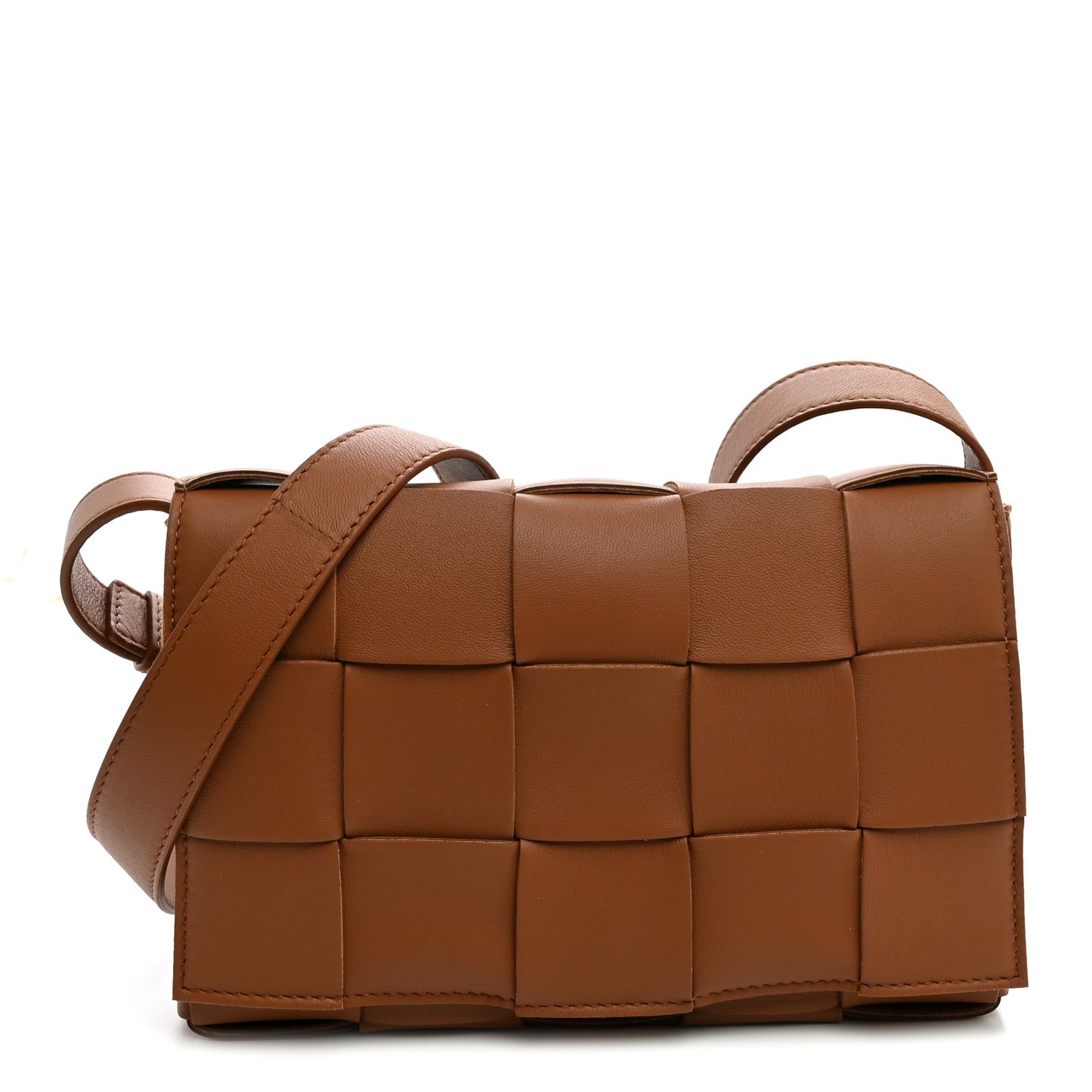 Lambskin Maxi Intrecciato Cassette Crossbody Bag Caramel