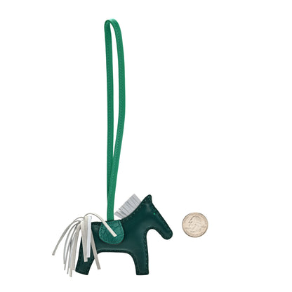 Hermes Milo Lambskin Matte Alligator Touch Grigri Rodeo Horse Bag Charm PM Malachite Menthe Bleu Brume Vert Jade 2 of 4