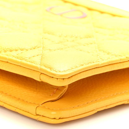 Christian Dior Calfskin Cannage Caro Zipped Pouch With Chain Sunny Yellow 10 of 11