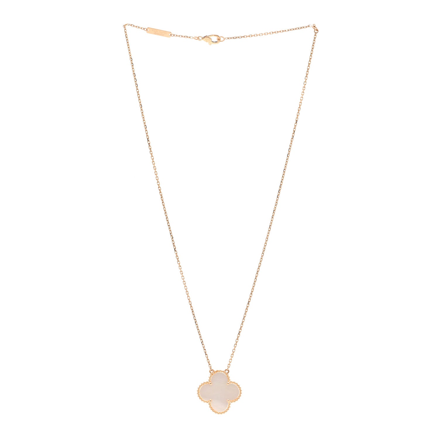 Van Cleef & Arpels 18K Rose Gold Mother of Pearl "Edition Ginza" Magic Alhambra Pendant Necklace 3 of 5
