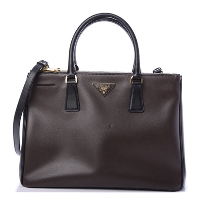 Prada Saffiano Lux Bi-Color Medium Galleria Double Zip Tote Caffe Black 1 of 10