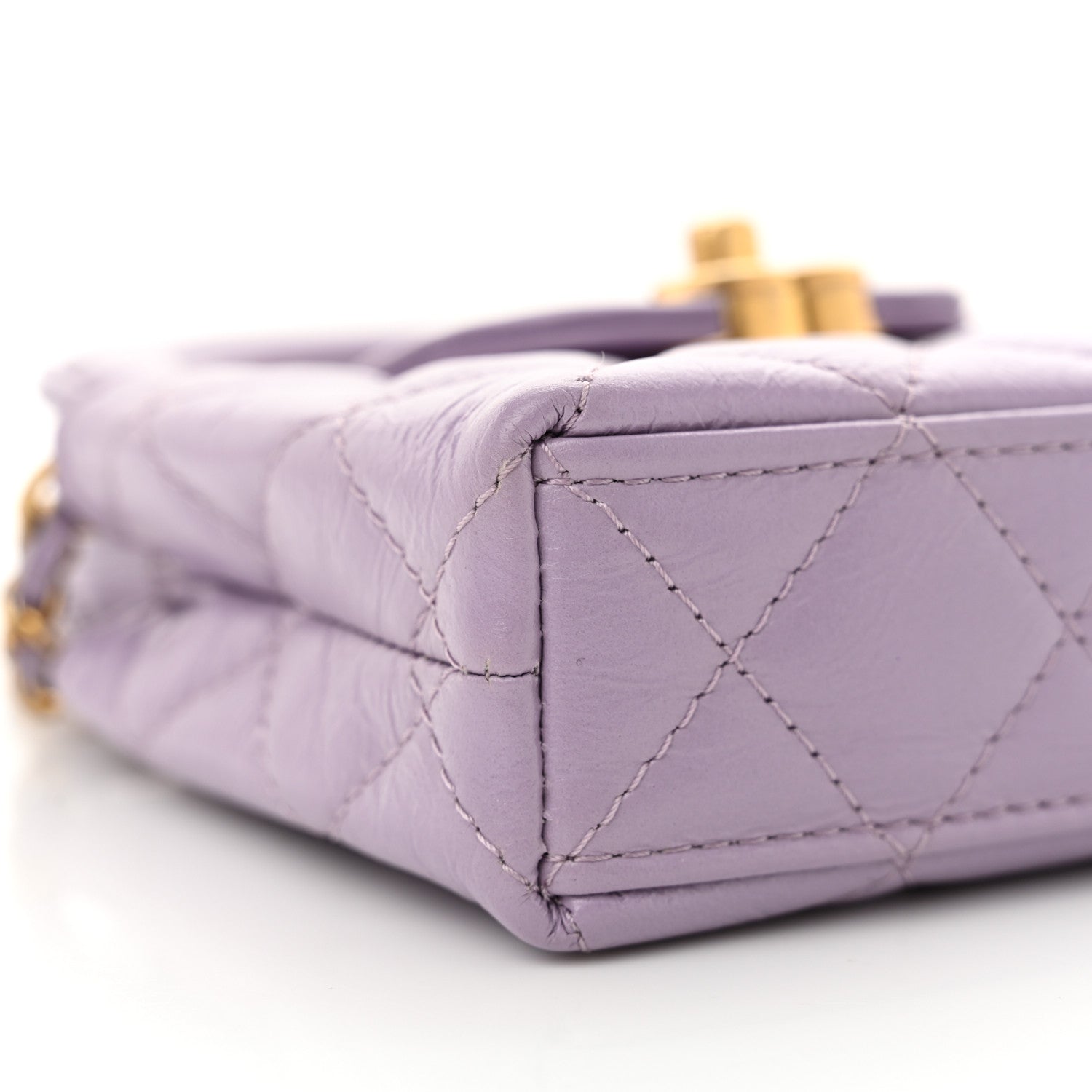 Chanel Shiny Aged Calfskin Quilted Mini Nano Kelly Shopper Lilac 9 of 11