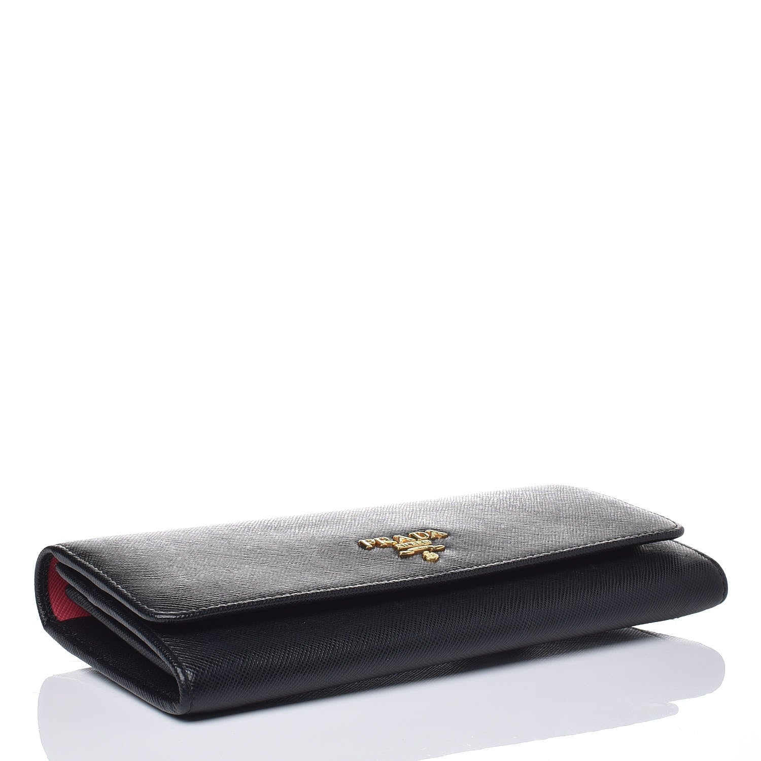 Prada Saffiano Colour Continental Flap Wallet Black Peonia 4 of 7