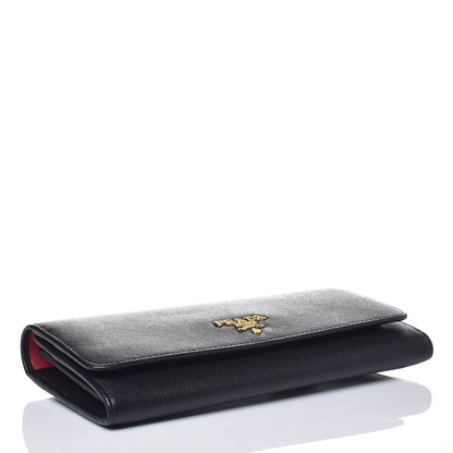 Prada Saffiano Colour Continental Flap Wallet Black Peonia 4 of 7
