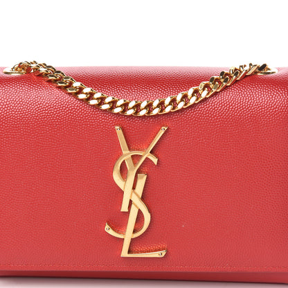 Saint Laurent Grain De Poudre Small Monogram Kate Satchel Red 7 of 11