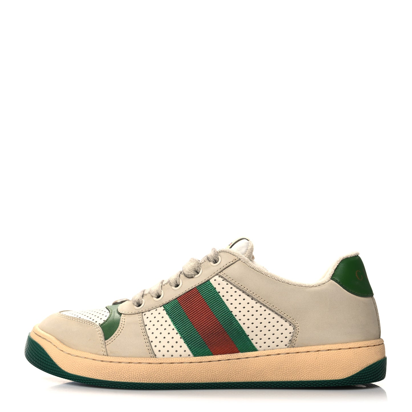 GG Monogram Nubuck Web Womens Screener Sneakers 40.5 New Sand Dusty Milk Vintage Green