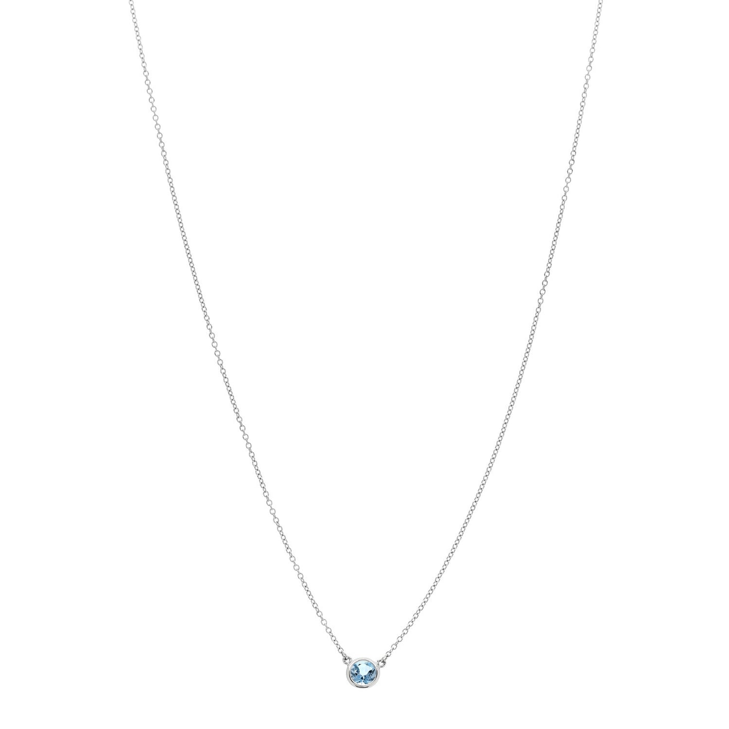 Platinum Aquamarine Elsa Peretti Color by the Yard Pendant Necklace