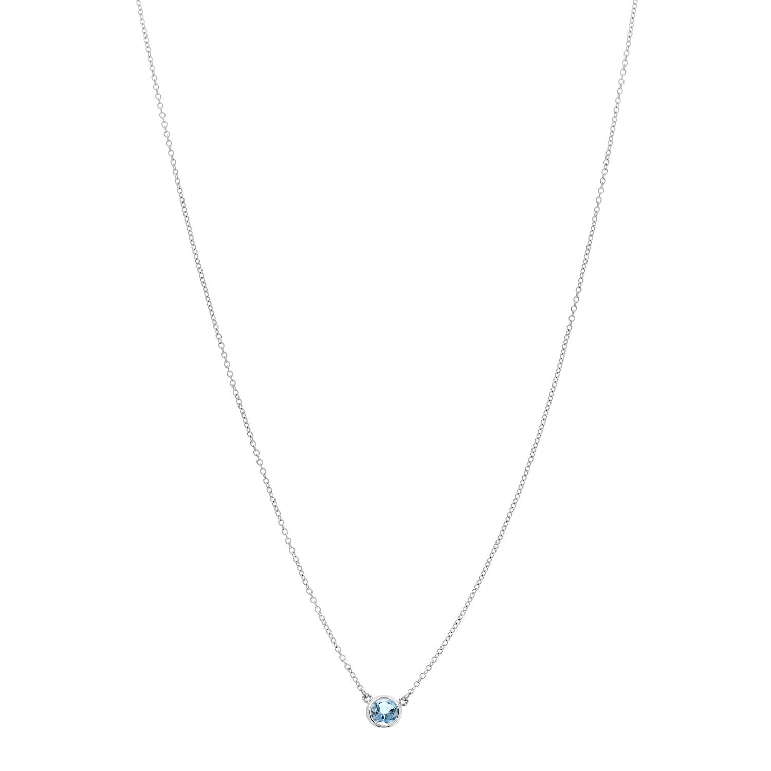 Tiffany Platinum Aquamarine Elsa Peretti Color by the Yard Pendant Necklace 1 of 5