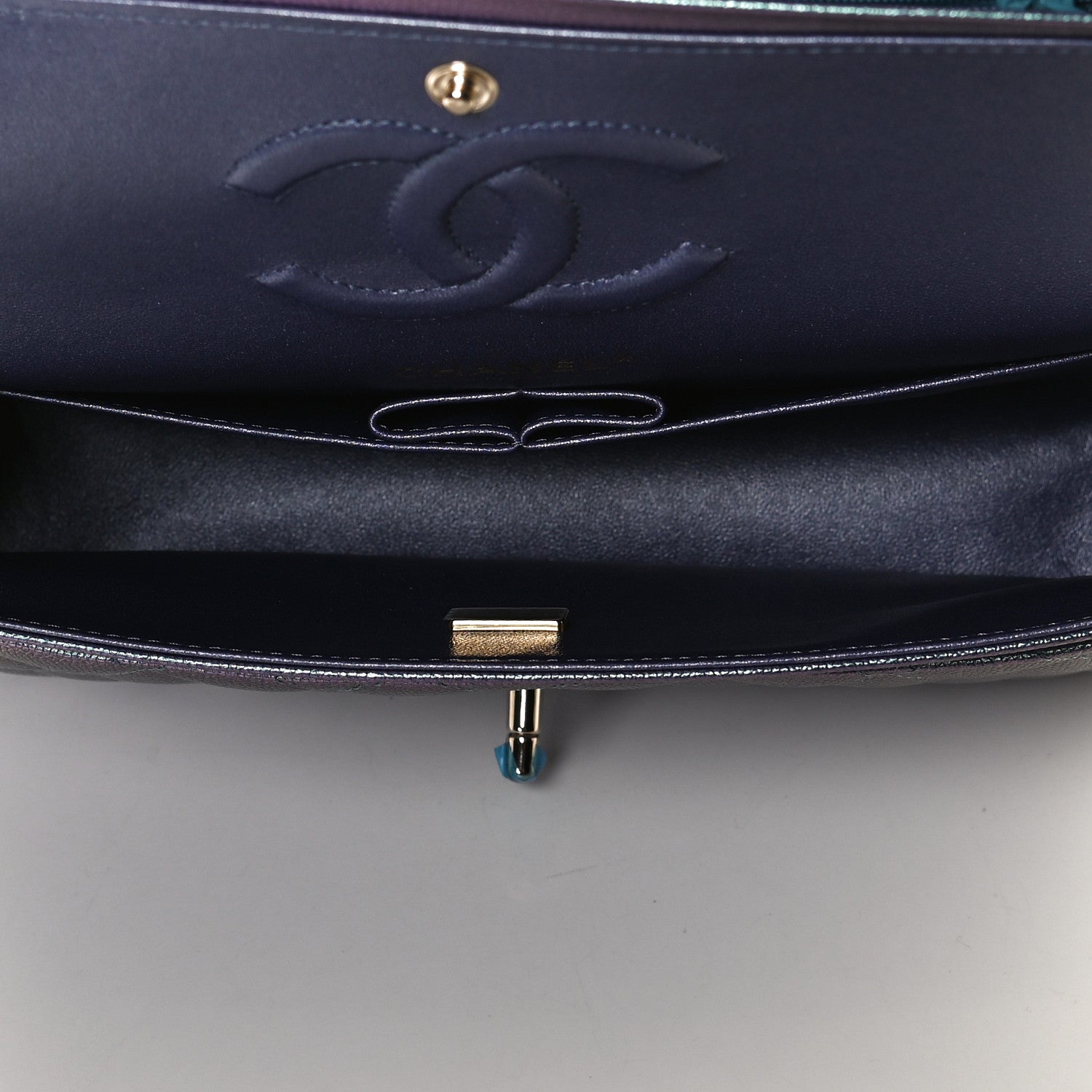 Chanel Iridescent Caviar Quilted Medium Double Flap Dark Blue 4 of 11