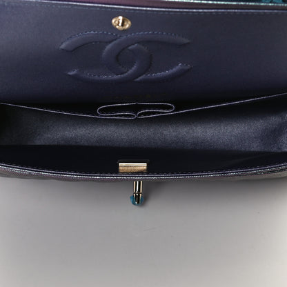 Chanel Iridescent Caviar Quilted Medium Double Flap Dark Blue 4 of 11