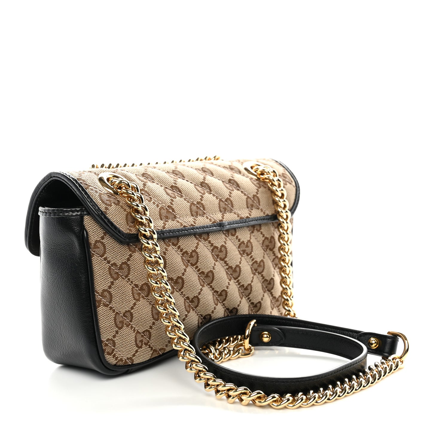 Monogram Matelasse Diagonal Mini GG Marmont Shoulder Bag Beige Black