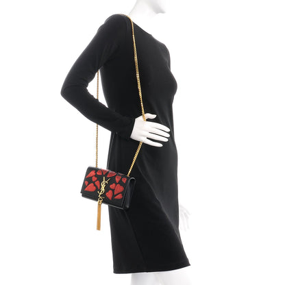 Saint Laurent Calfskin Small Monogram Kate Tassel Heart Satchel Black Rouge 2 of 7