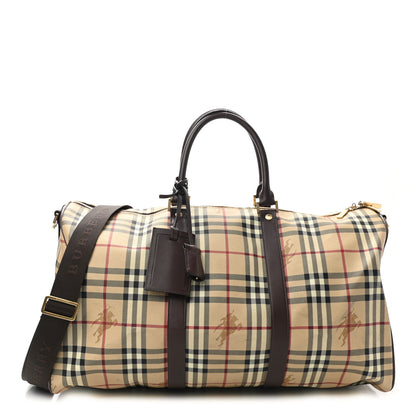 Burberry Haymarket Check Duffle Bag Dark Brown 1 of 14