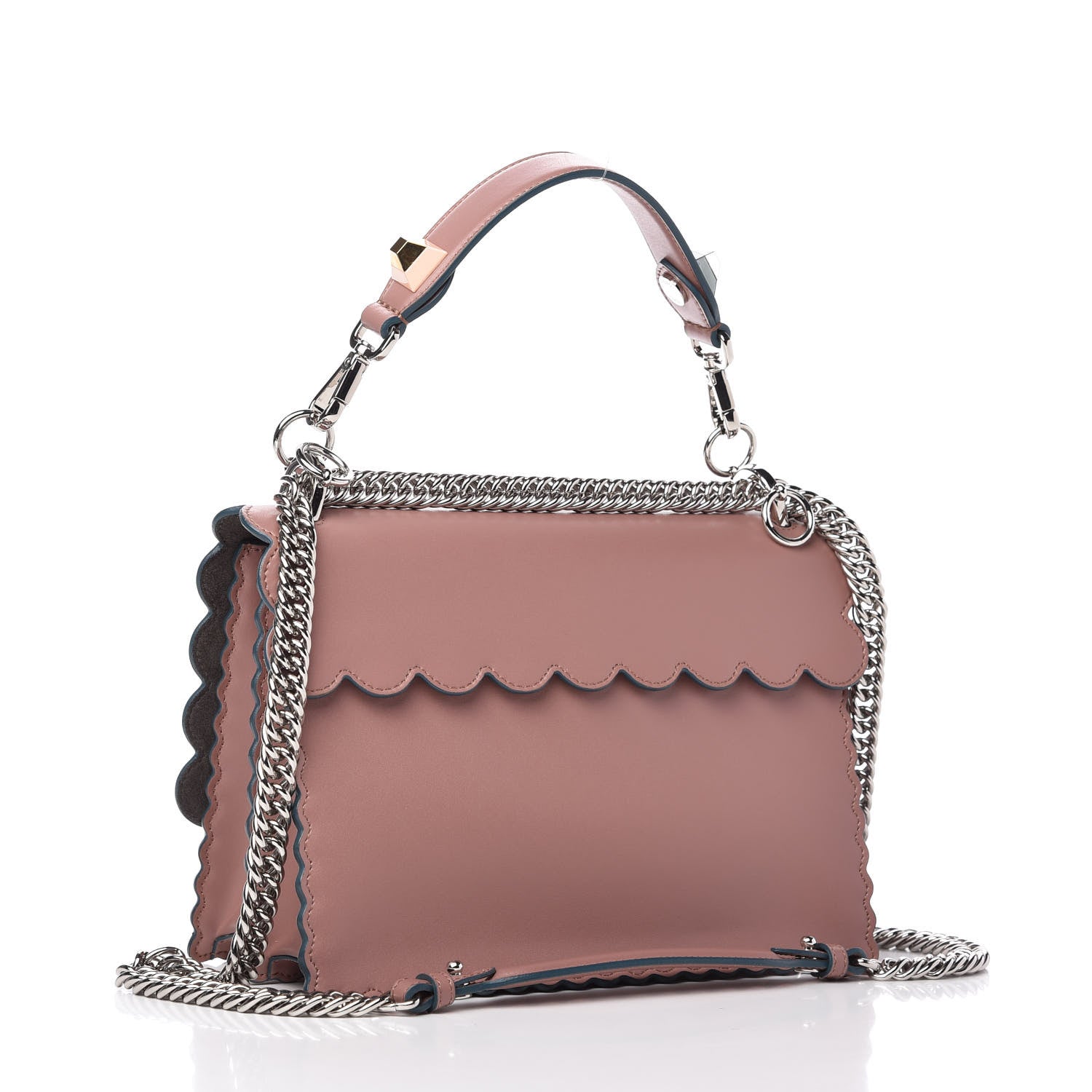Fendi Vitello Liberty Scalloped Studded Kan I Shoulder Bag English Rose 3 of 10