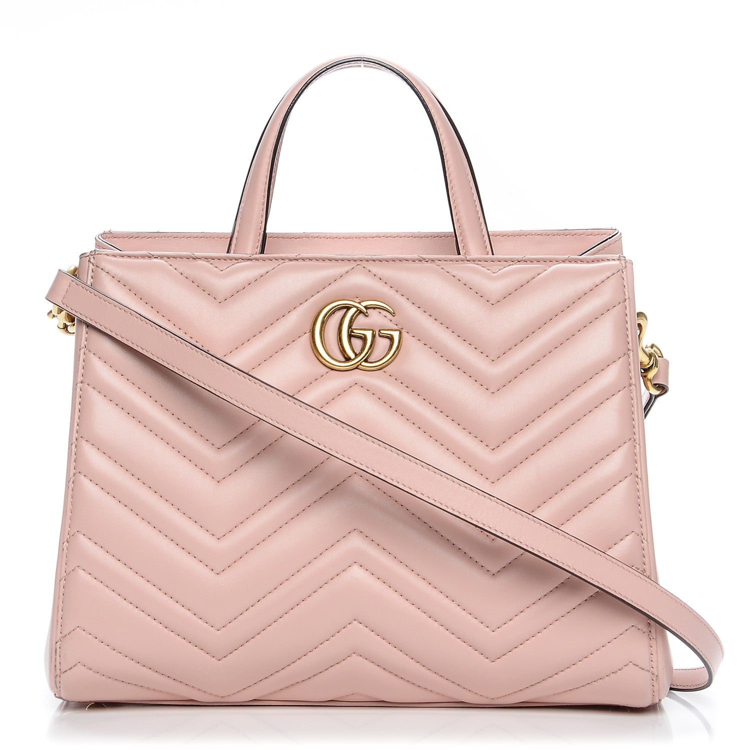 Gucci Calfskin Matelasse Small GG Marmont Tote Perfect Pink 1 of 9