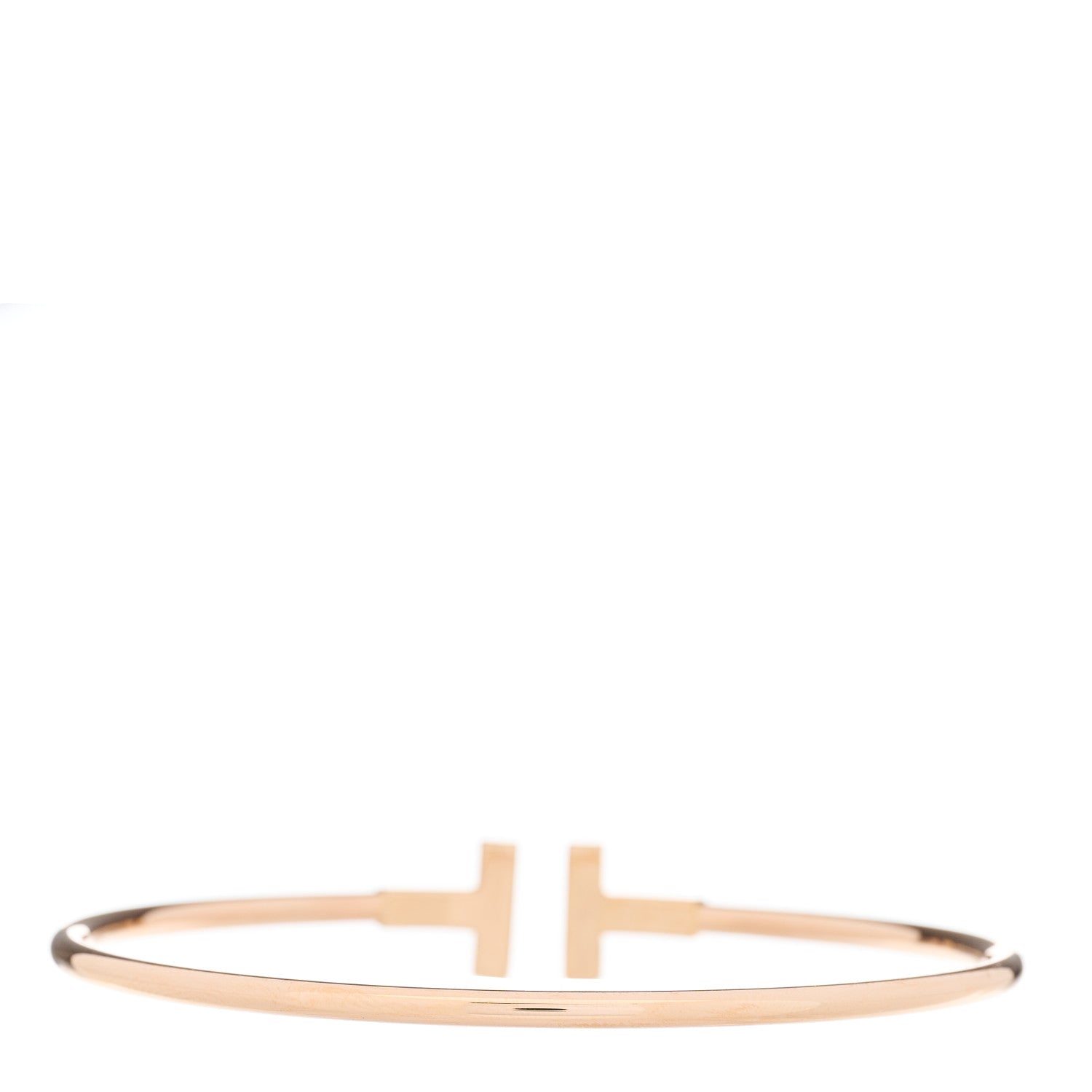 Tiffany 18K Rose Gold Diamond T Wire Bracelet 2 of 3
