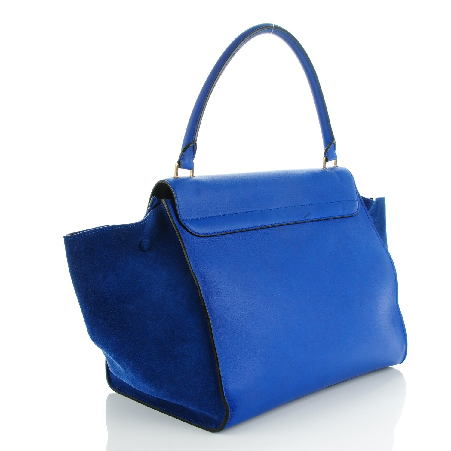 Celine Smooth Calfskin Suede Large Trapeze Royal Blue 3 of 8