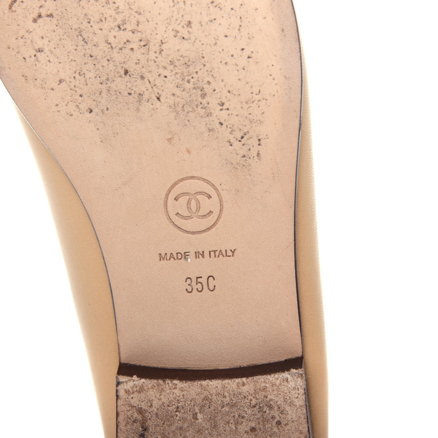 Lambskin CC Cap Toe Ballerina Flats 35 Beige Black