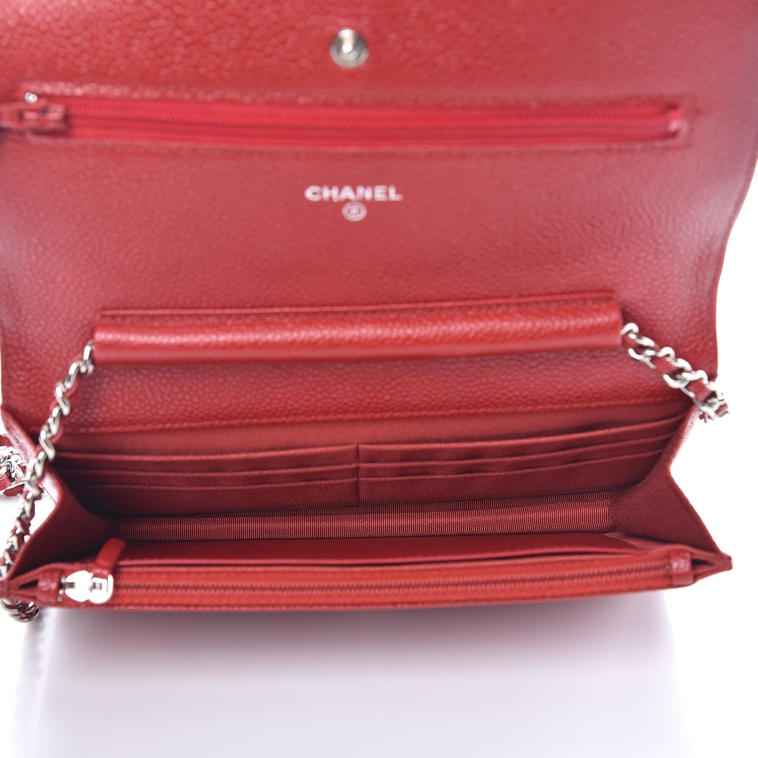 Chanel Caviar Quilted Wallet on Chain WOC Red 5 of 10