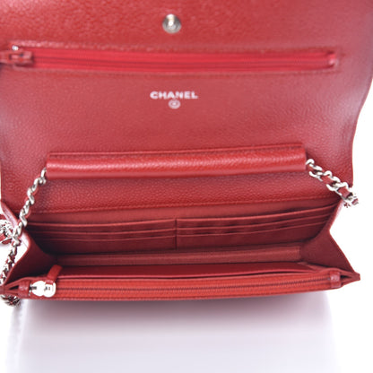 Chanel Caviar Quilted Wallet on Chain WOC Red 5 of 10