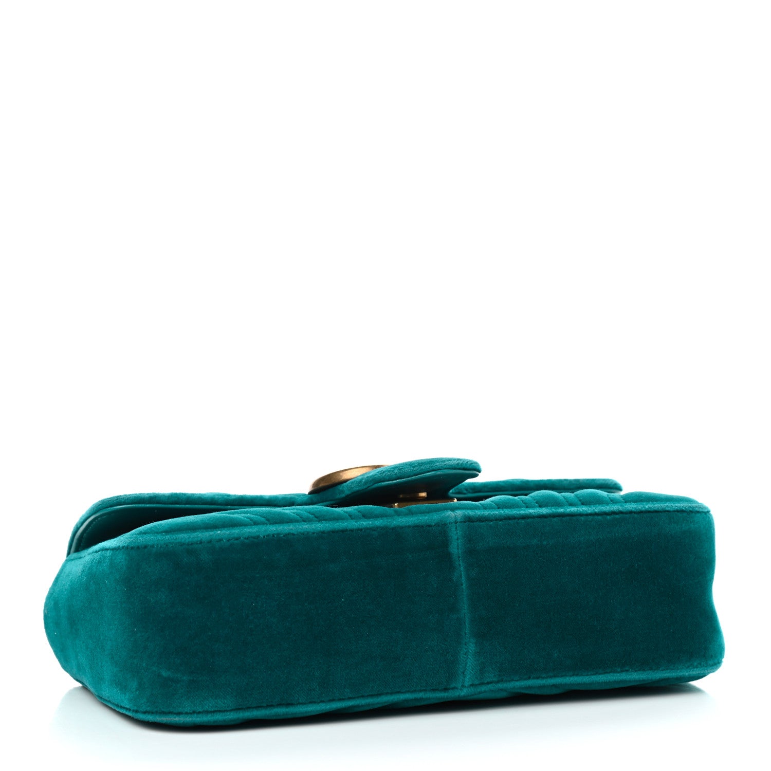 Gucci Velvet Matelasse Mini GG Marmont Shoulder Bag Pavone Cyan 4 of 9