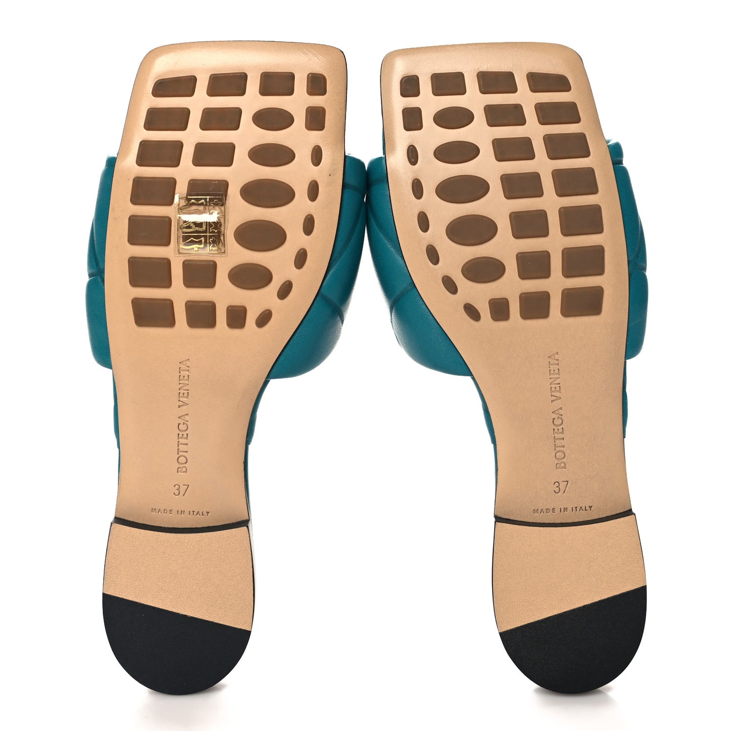 Nappa Quilted Rubber Lido Flat Sandals 37.5 Duck Green