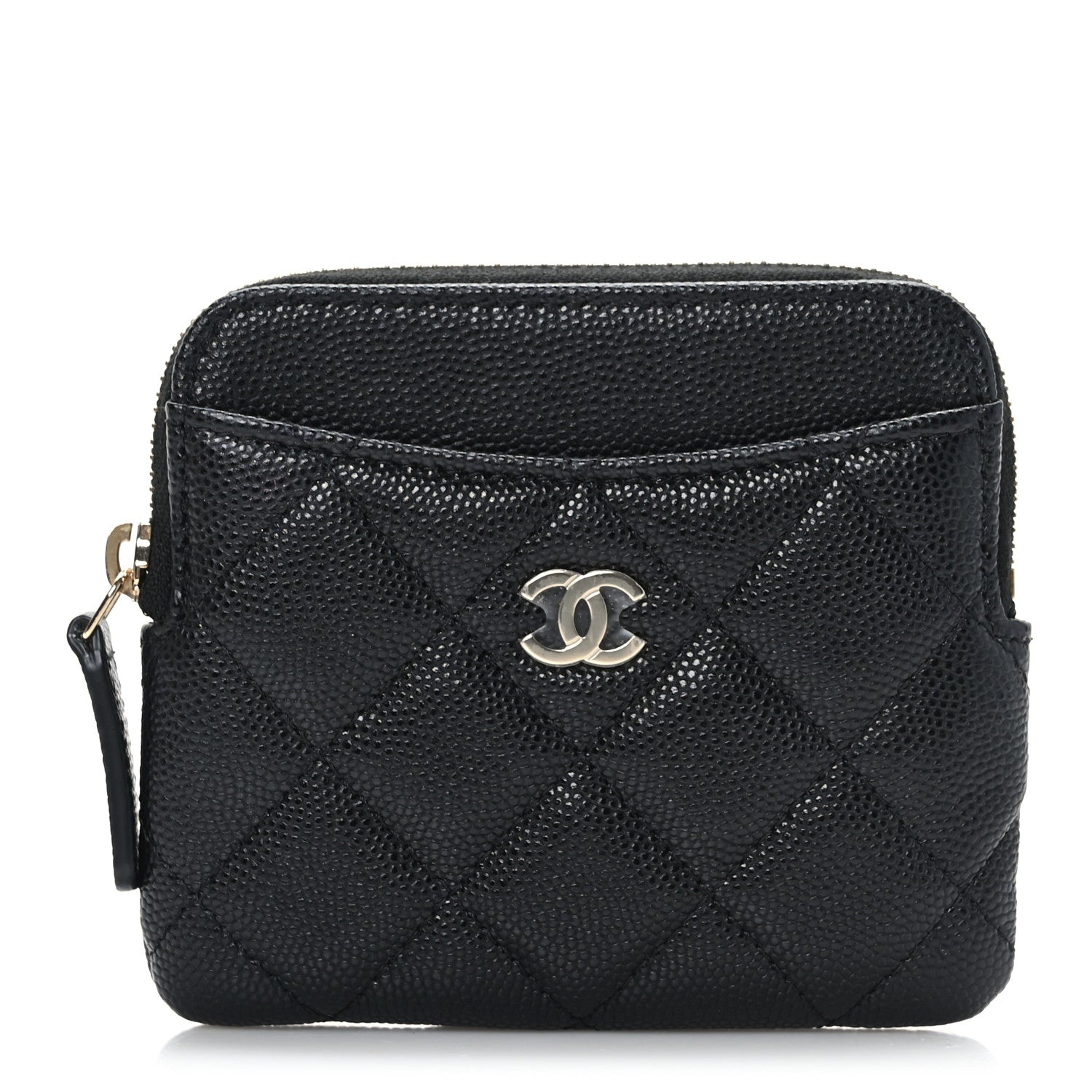 Chanel Caviar Quilted Zip Card Holder Wallet Black 1 of 7