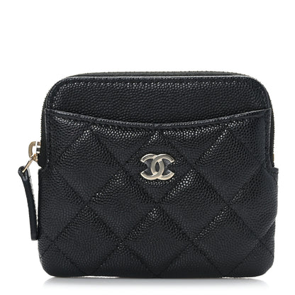 Chanel Caviar Quilted Zip Card Holder Wallet Black 1 of 7