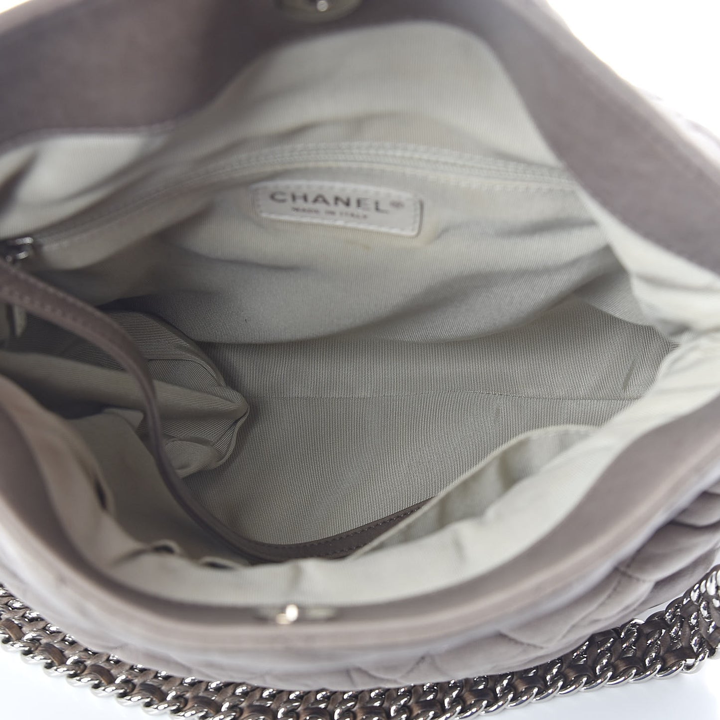 Washed Lambskin Chain Around Hobo Taupe